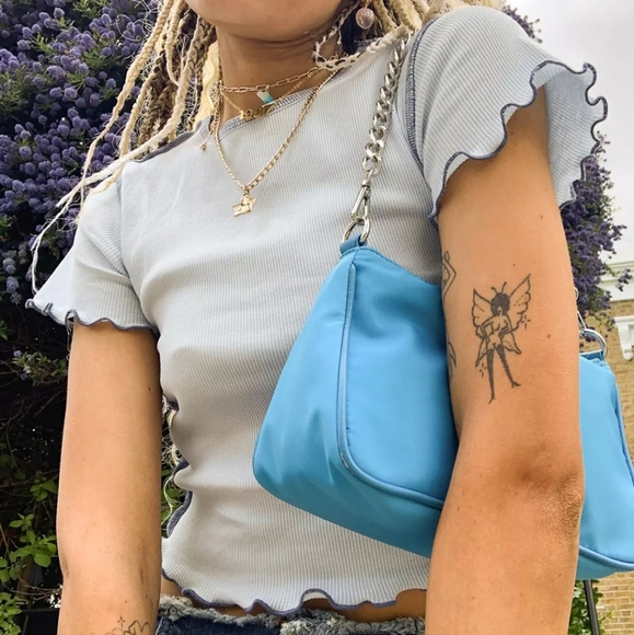 ASOS blue stitched short sleeve t_shirt - Picture 1 of 4